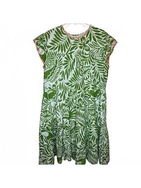Uncle Frank Anthropologie Green Leaf Midi Dress Size Small Tropical Vacation